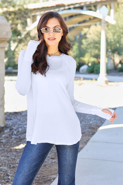 Basic Bae Full Size White Round Neck Long Sleeve T-Shirt