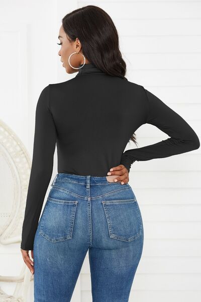 Turtleneck Long Sleeve Bodysuit: Black, White or Sage