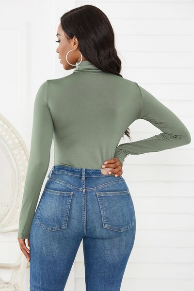 Turtleneck Long Sleeve Bodysuit: Black, White or Sage