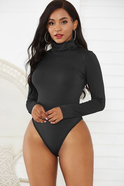 Turtleneck Long Sleeve Bodysuit: Black, White or Sage