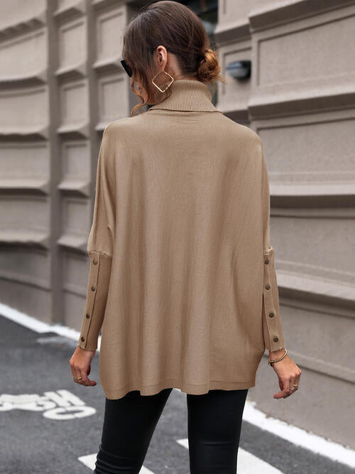 Camel Turtleneck Raglan Sleeve Sweater